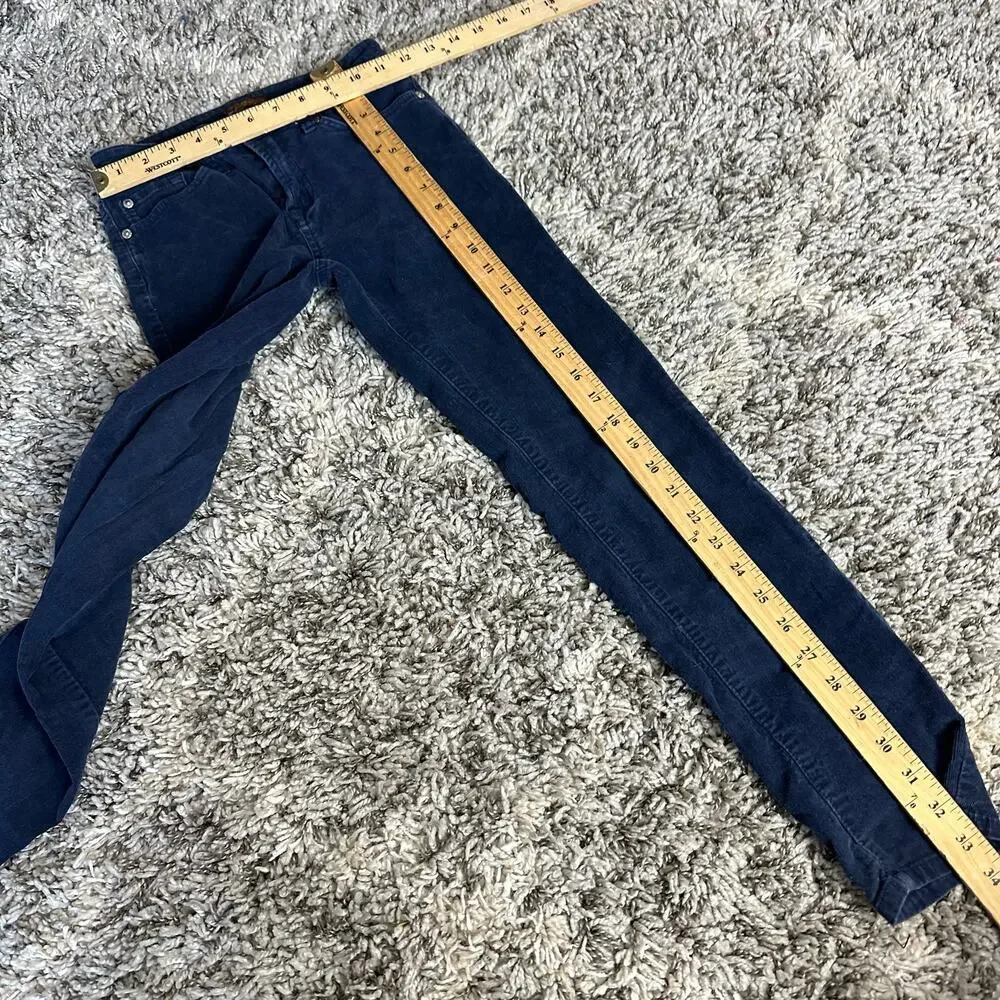 7 For all Mankind Navy Blue Skinny Cords Corduroy Pants Boys 12.